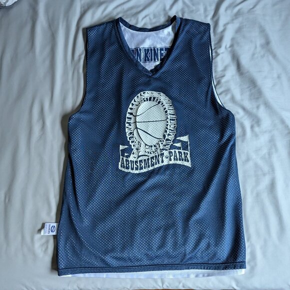 White/Blue Reversible Dazzle Basketball Jersey - Picture 2 of 8